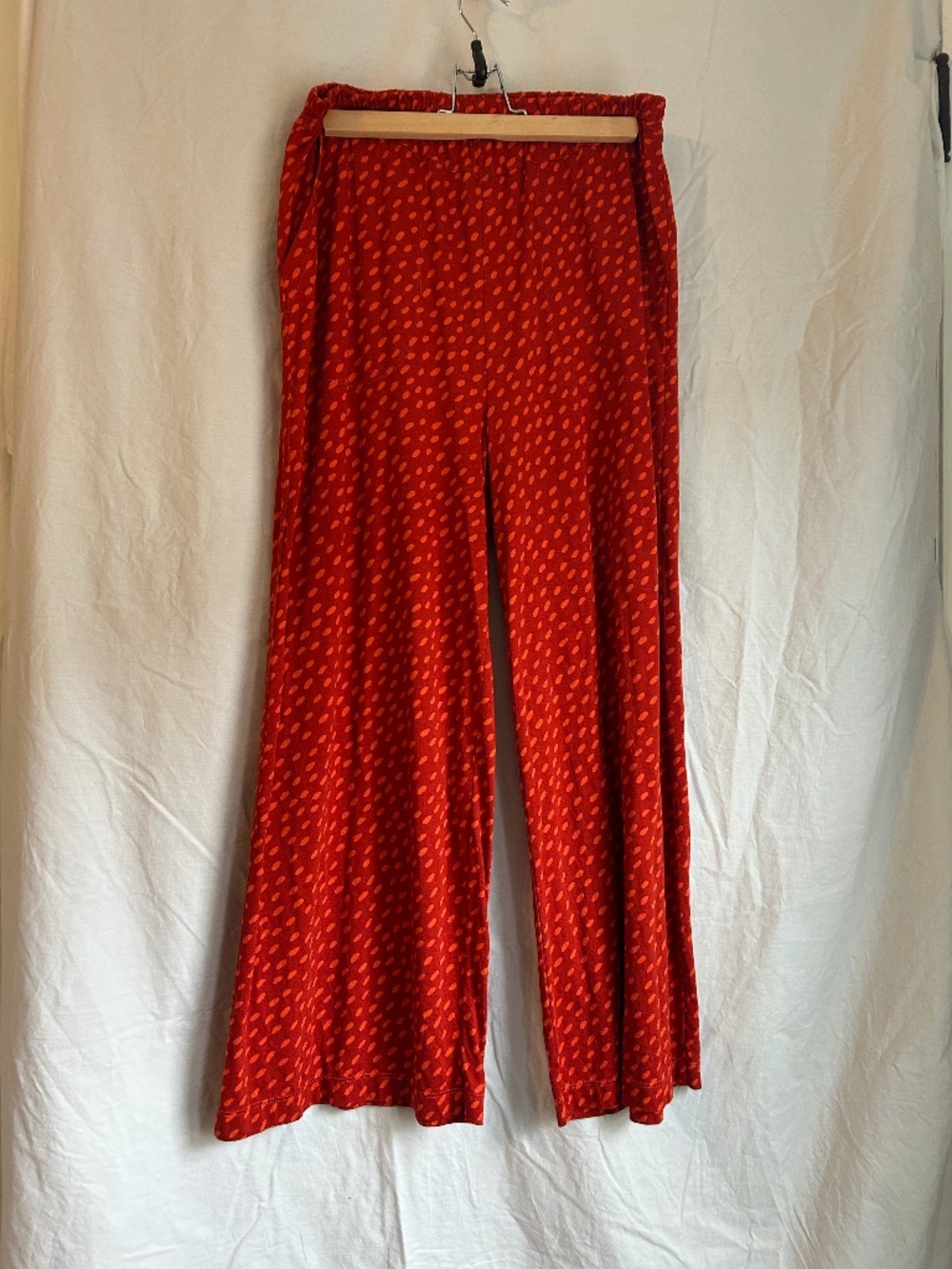 NWOT Gudrun Sjödén Jersey Wide Leg Pants with Pockets Red/Orange SIZE M